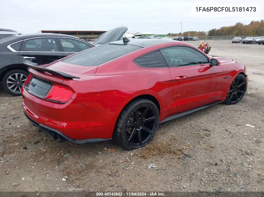 2020 Ford Mustang Gt Premium VIN: 1FA6P8CF0L5181473 Lot: 40743682