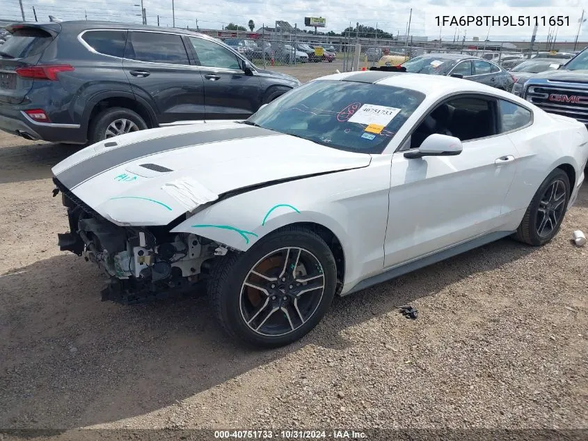 2020 Ford Mustang Ecoboost Premium VIN: 1FA6P8TH9L5111651 Lot: 40751733