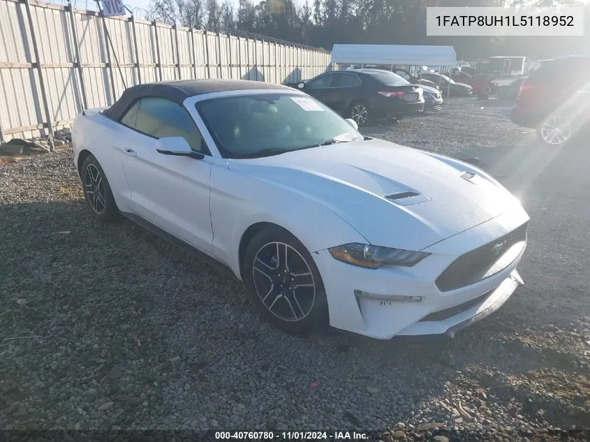 2020 Ford Mustang Ecoboost Premium VIN: 1FATP8UH1L5118952 Lot: 40760780