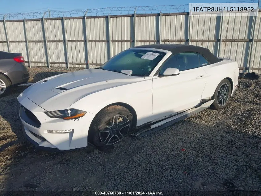 2020 Ford Mustang Ecoboost Premium VIN: 1FATP8UH1L5118952 Lot: 40760780