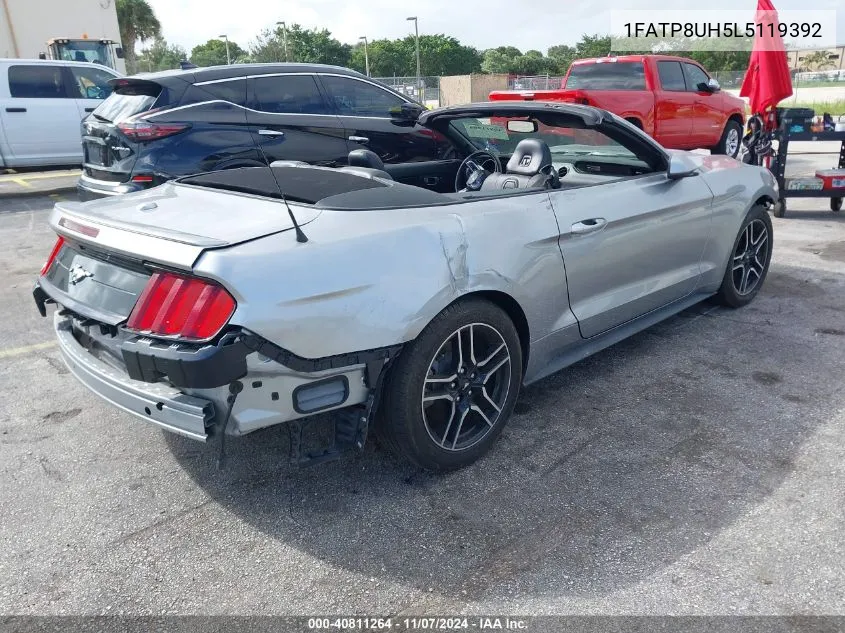 2020 Ford Mustang Ecoboost Premium VIN: 1FATP8UH5L5119392 Lot: 40811264