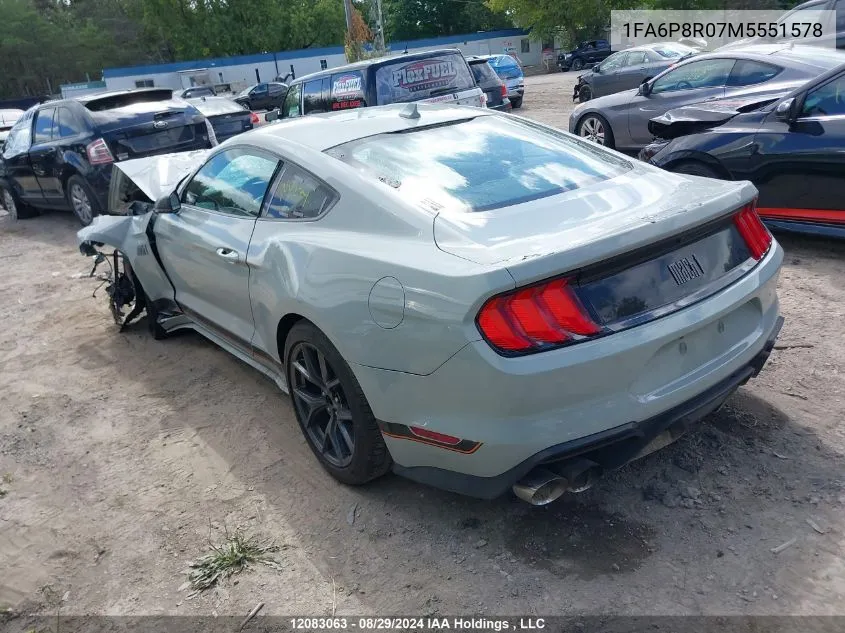 2021 Ford Mustang Mach 1 VIN: 1FA6P8R07M5551578 Lot: 12083063