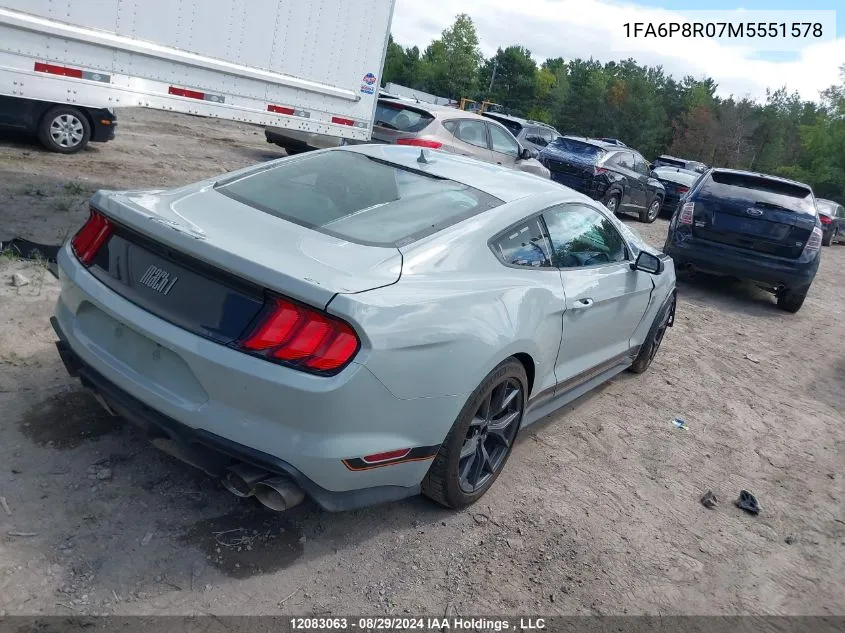 2021 Ford Mustang Mach 1 VIN: 1FA6P8R07M5551578 Lot: 12083063