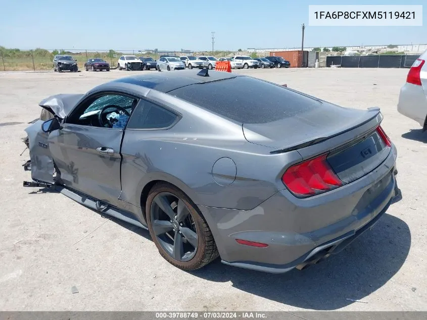 1FA6P8CFXM5119421 2021 Ford Mustang Gt Fastback