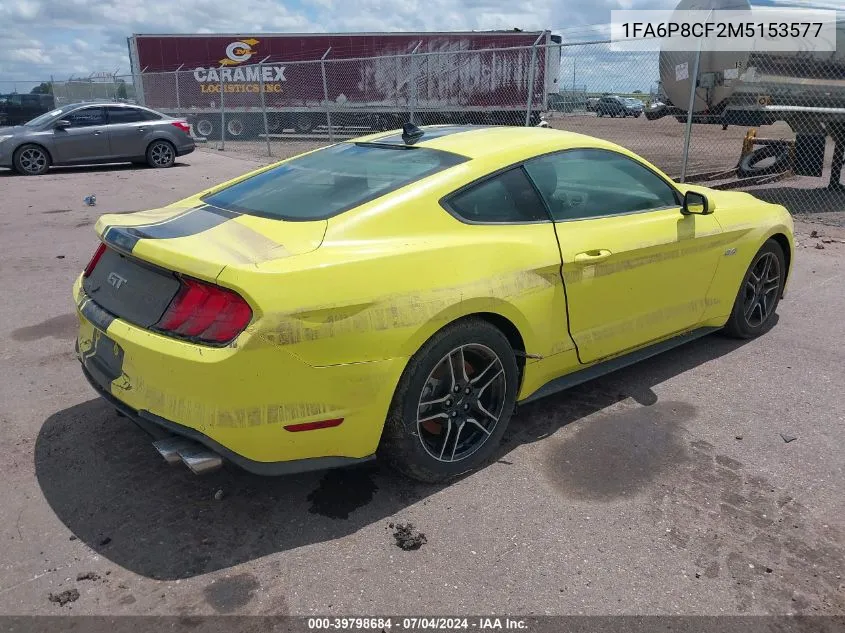 2021 Ford Mustang Gt Fastback VIN: 1FA6P8CF2M5153577 Lot: 39798684