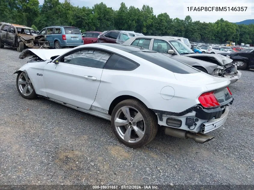 2021 Ford Mustang Gt Premium Fastback VIN: 1FA6P8CF8M5146357 Lot: 39831857