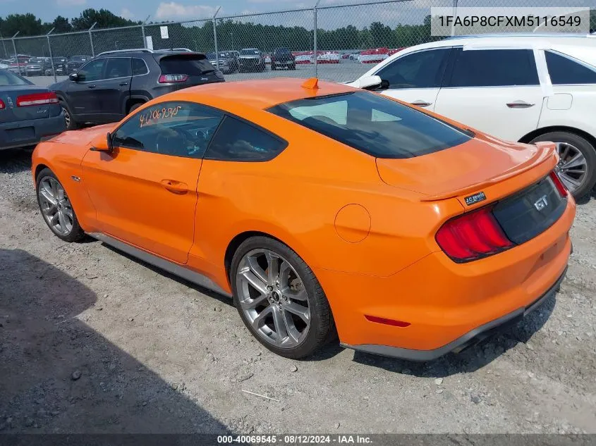 2021 Ford Mustang Gt Fastback VIN: 1FA6P8CFXM5116549 Lot: 40069545