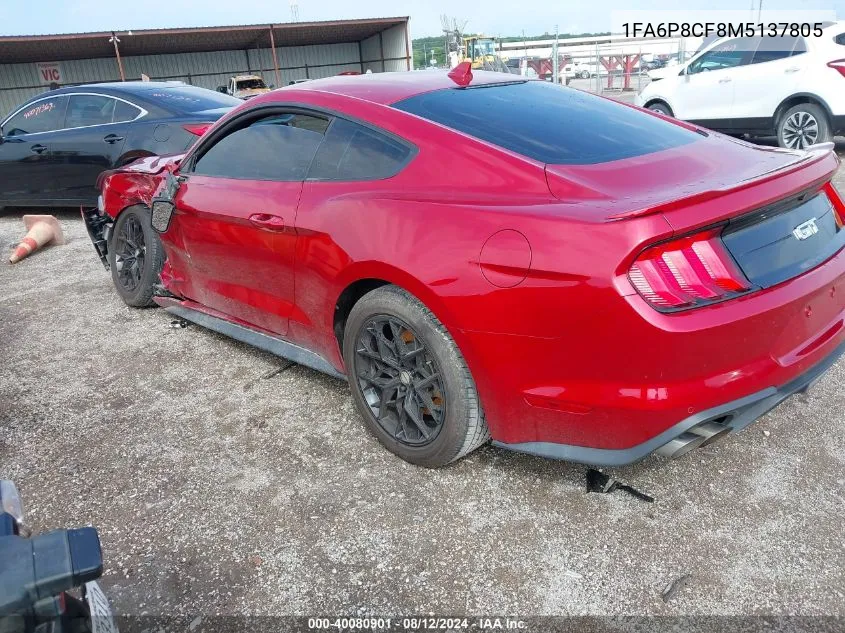 2021 Ford Mustang Gt Premium Fastback VIN: 1FA6P8CF8M5137805 Lot: 40080901