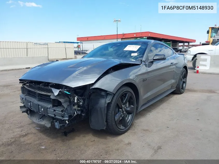 2021 Ford Mustang Gt Fastback VIN: 1FA6P8CF0M5148930 Lot: 40179707