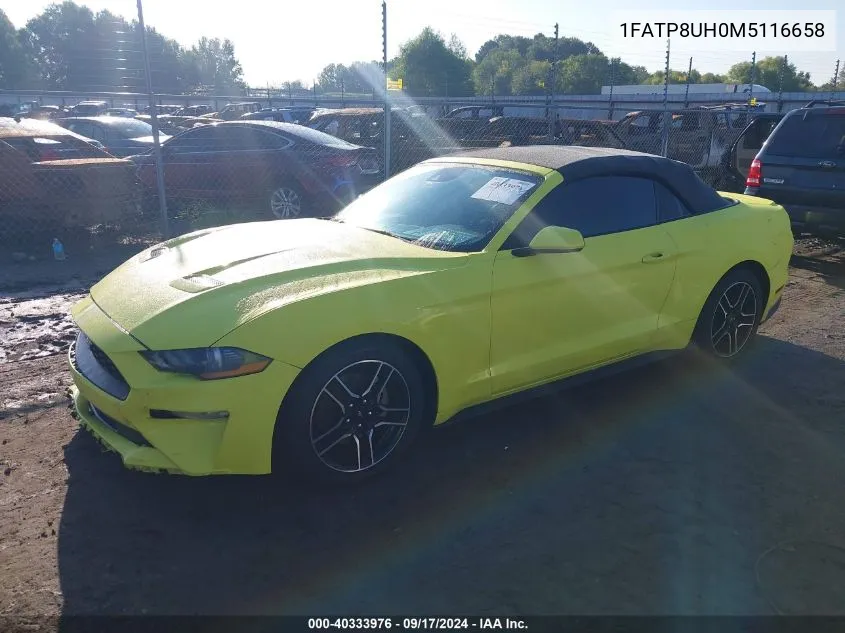 2021 Ford Mustang VIN: 1FATP8UH0M5116658 Lot: 40333976