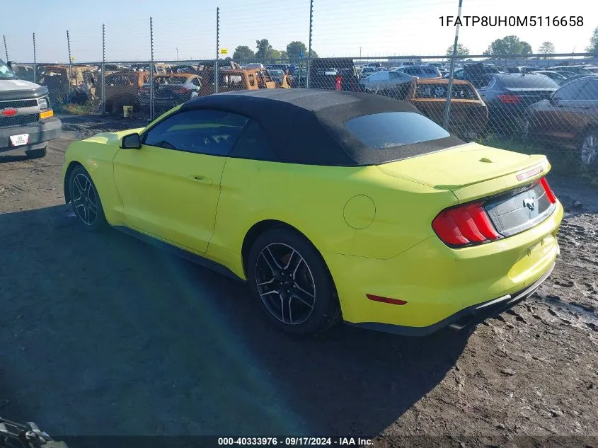 2021 Ford Mustang VIN: 1FATP8UH0M5116658 Lot: 40333976