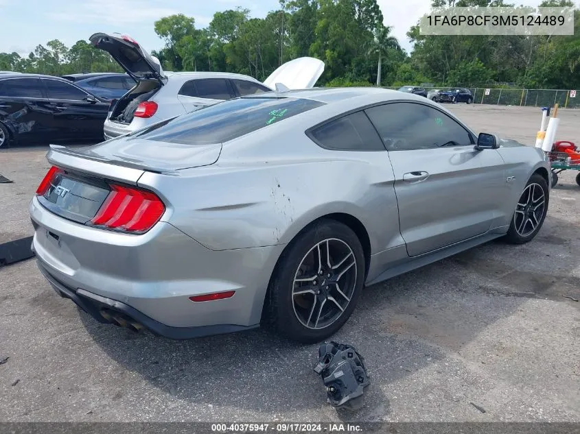 2021 Ford Mustang Gt Premium Fastback VIN: 1FA6P8CF3M5124489 Lot: 40375947