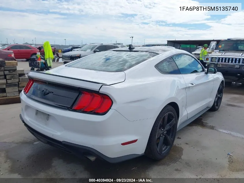 2021 Ford Mustang Ecoboost Premium Fastback VIN: 1FA6P8TH5M5135740 Lot: 40394924