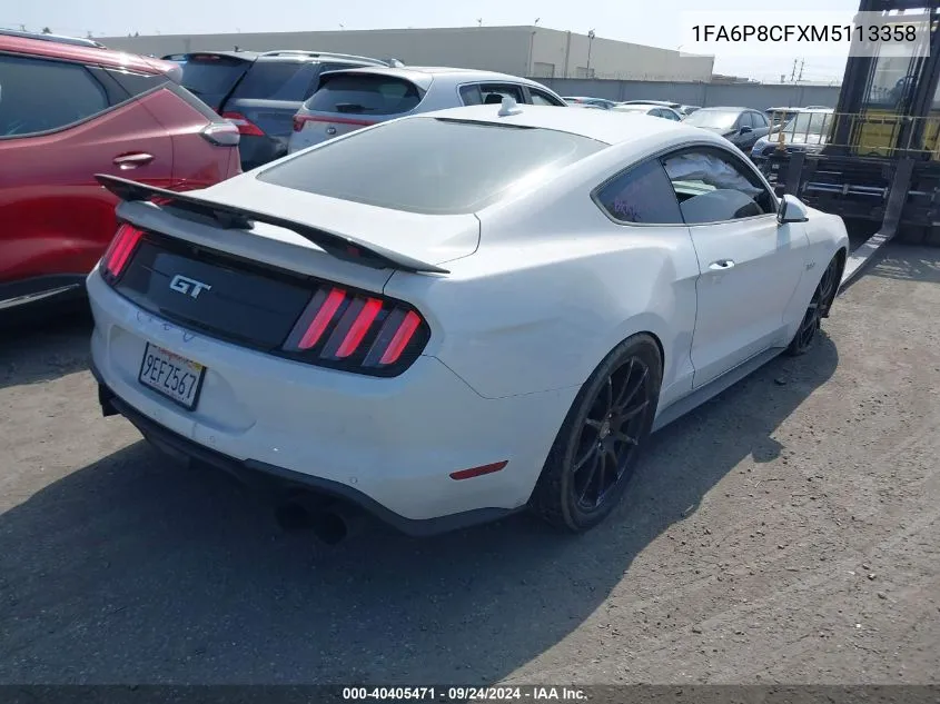 2021 Ford Mustang Gt Premium Fastback VIN: 1FA6P8CFXM5113358 Lot: 40405471