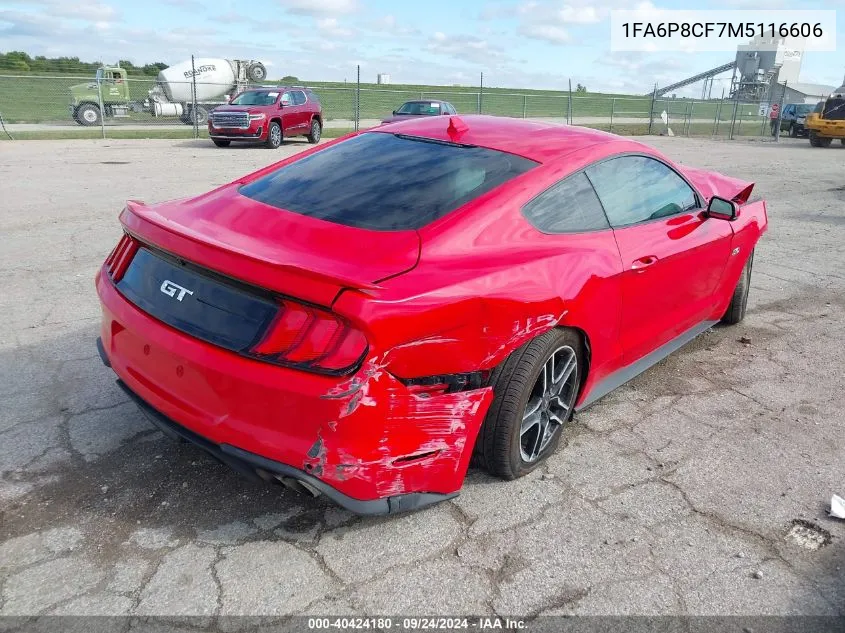 2021 Ford Mustang Gt Premium Fastback VIN: 1FA6P8CF7M5116606 Lot: 40424180