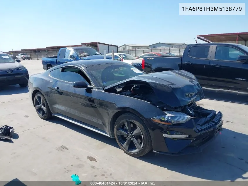 2021 Ford Mustang Ecoboost Fastback VIN: 1FA6P8TH3M5138779 Lot: 40451424