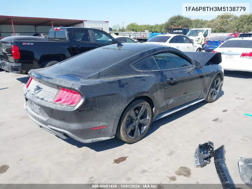 2021 Ford Mustang Ecoboost Fastback VIN: 1FA6P8TH3M5138779 Lot: 40451424