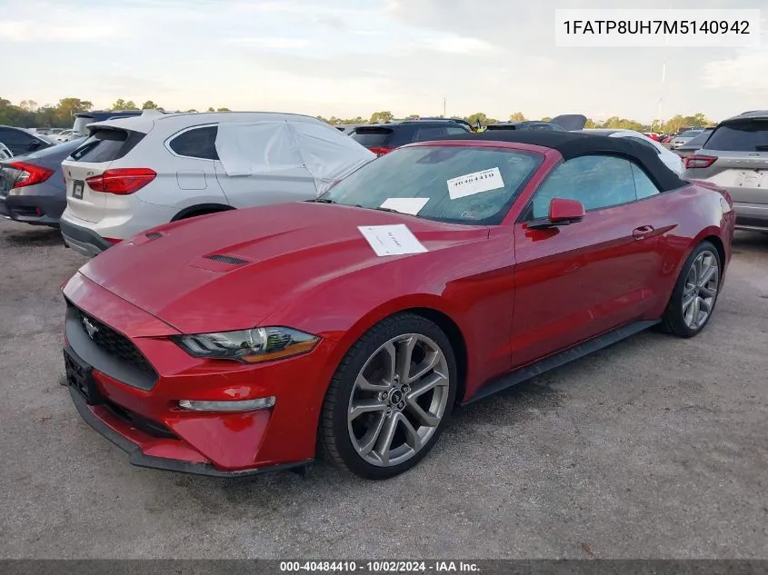 2021 Ford Mustang VIN: 1FATP8UH7M5140942 Lot: 40484410