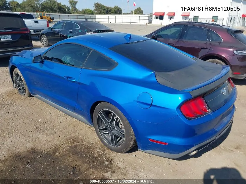 2021 Ford Mustang Ecoboost Premium VIN: 1FA6P8TH8M5120505 Lot: 40500537