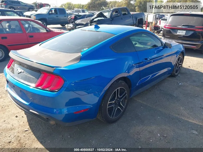 2021 Ford Mustang Ecoboost Premium VIN: 1FA6P8TH8M5120505 Lot: 40500537