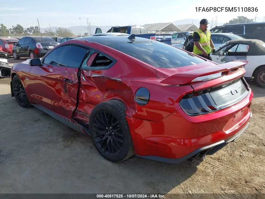 2021 Ford Mustang Gt Premium VIN: 1FA6P8CF5M5110836 Lot: 40517525