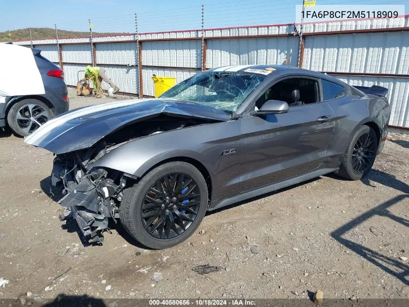 2021 Ford Mustang Gt Premium VIN: 1FA6P8CF2M5118909 Lot: 40580656