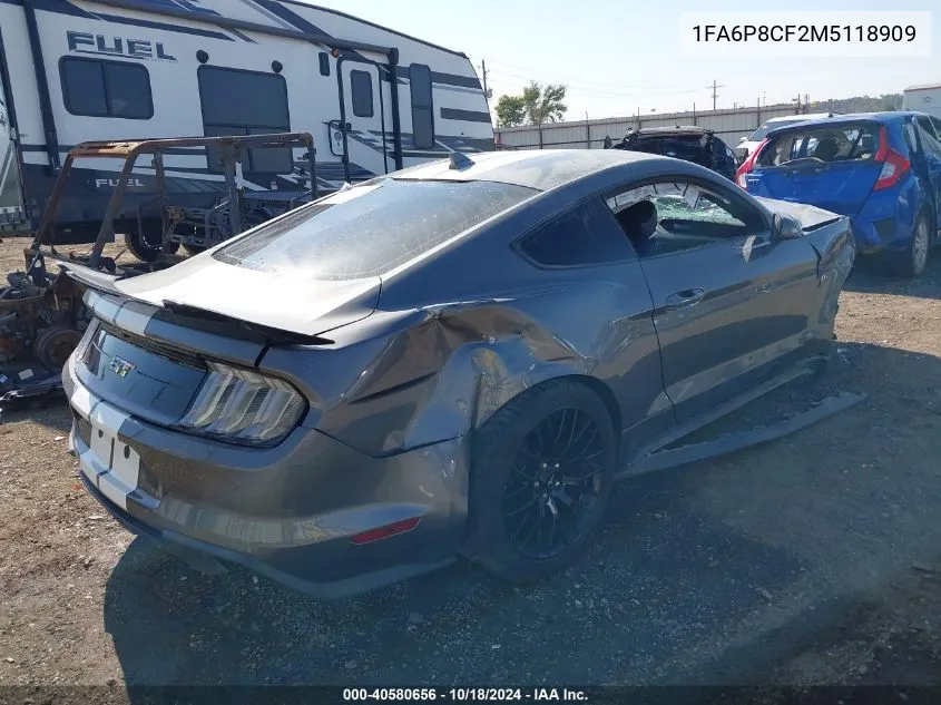 2021 Ford Mustang Gt Premium VIN: 1FA6P8CF2M5118909 Lot: 40580656