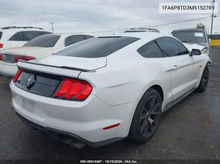 2021 Ford Mustang Ecoboost VIN: 1FA6P8TD3M5152789 Lot: 40614467