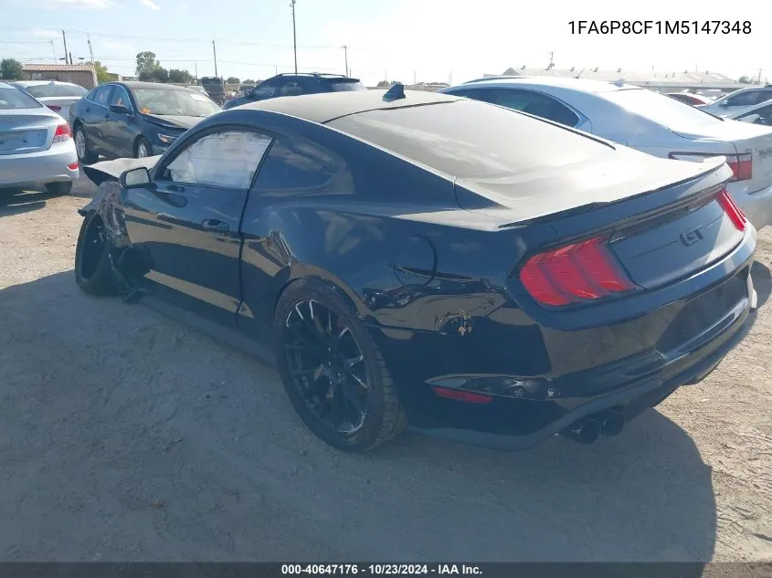 2021 Ford Mustang Gt Premium VIN: 1FA6P8CF1M5147348 Lot: 40647176