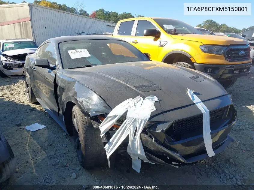 2021 Ford Mustang Gt VIN: 1FA6P8CFXM5150801 Lot: 40681076