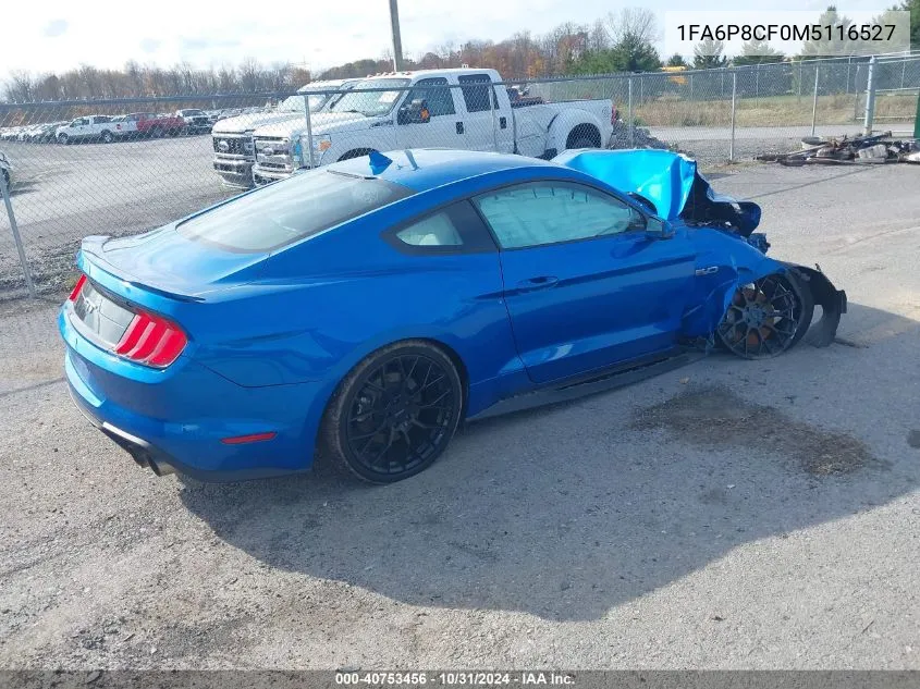 2021 Ford Mustang Gt Premium VIN: 1FA6P8CF0M5116527 Lot: 40753456