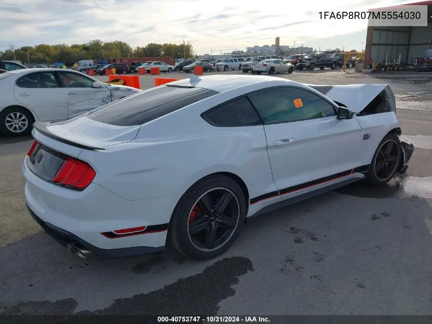 2021 Ford Mustang Mach 1 VIN: 1FA6P8R07M5554030 Lot: 40753747