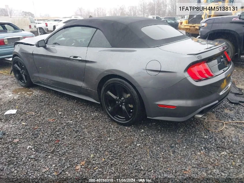 2021 Ford Mustang Ecoboost Premium VIN: 1FATP8UH4M5138131 Lot: 40758315