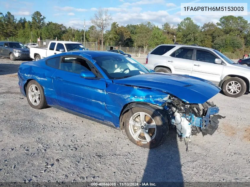 2021 Ford Mustang Ecoboost VIN: 1FA6P8TH6M5153003 Lot: 40846085