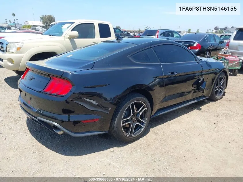 2022 Ford Mustang Ecoboost Fastback VIN: 1FA6P8TH3N5146155 Lot: 39866383