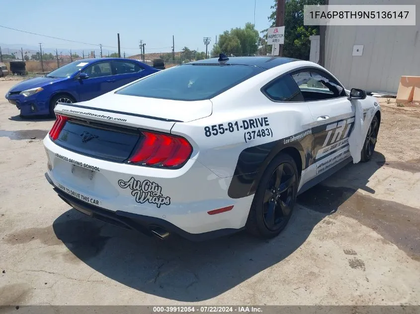 2022 Ford Mustang Ecoboost Fastback VIN: 1FA6P8TH9N5136147 Lot: 39912054