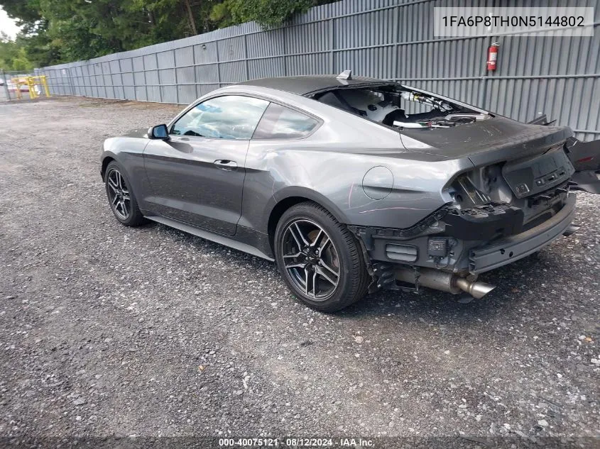 2022 Ford Mustang Ecoboost Fastback VIN: 1FA6P8TH0N5144802 Lot: 40075121