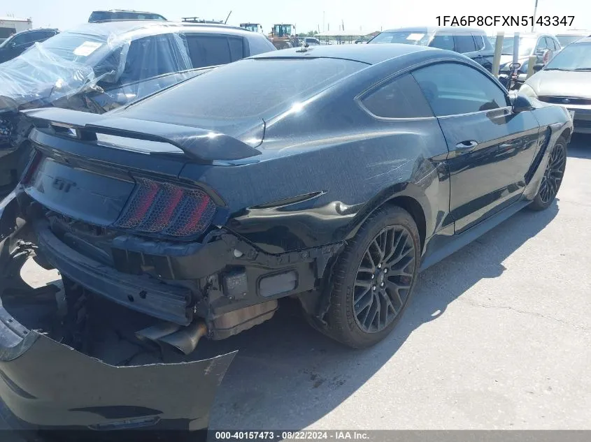 2022 Ford Mustang Gt Premium Fastback VIN: 1FA6P8CFXN5143347 Lot: 40157473