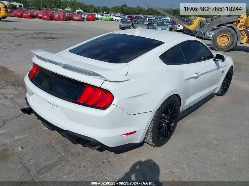 2022 Ford Mustang Gt Premium VIN: 1FA6P8CF7N5118244 Lot: 40238529