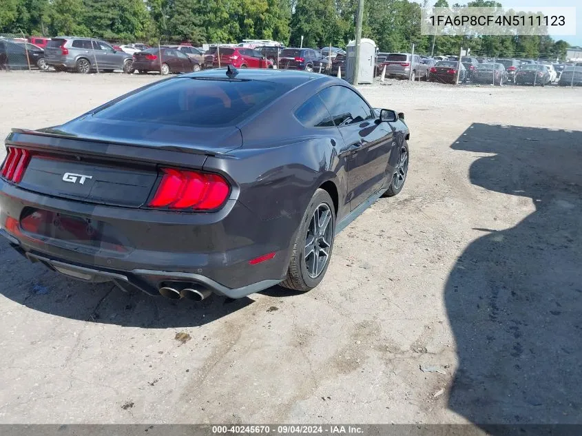 1FA6P8CF4N5111123 2022 Ford Mustang Gt Premium Fastback