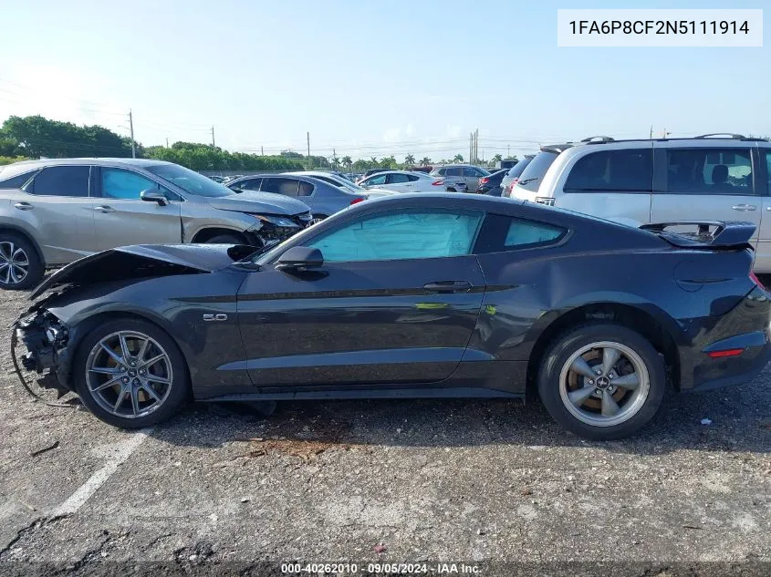 2022 Ford Mustang Gt VIN: 1FA6P8CF2N5111914 Lot: 40262010