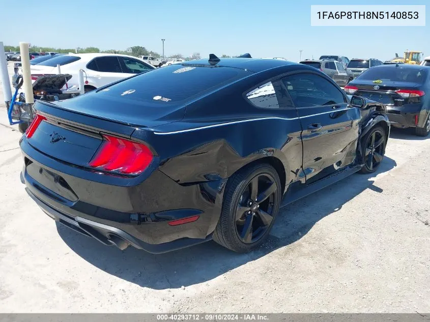 1FA6P8TH8N5140853 2022 Ford Mustang Ecoboost Fastback