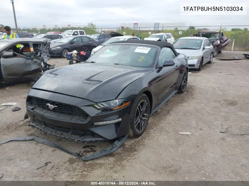 2022 Ford Mustang Ecoboost Premium VIN: 1FATP8UH5N5103034 Lot: 40315164