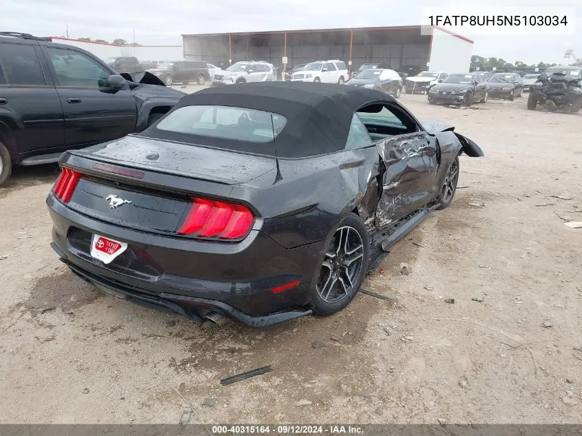 2022 Ford Mustang Ecoboost Premium VIN: 1FATP8UH5N5103034 Lot: 40315164