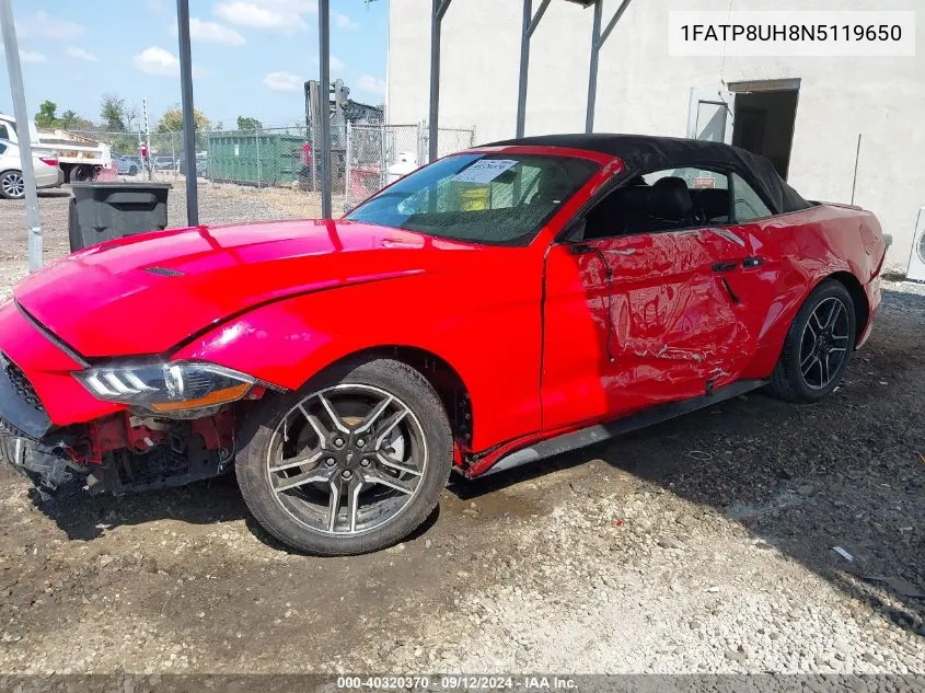 2022 Ford Mustang Ecoboost Premium VIN: 1FATP8UH8N5119650 Lot: 40320370