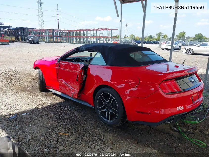 2022 Ford Mustang Ecoboost Premium VIN: 1FATP8UH8N5119650 Lot: 40320370