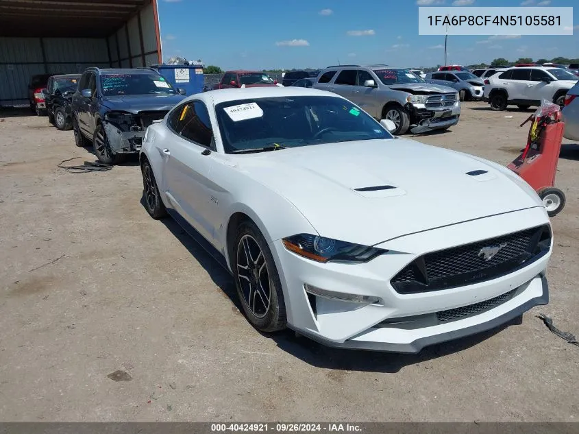 2022 Ford Mustang Gt Premium Fastback VIN: 1FA6P8CF4N5105581 Lot: 40424921