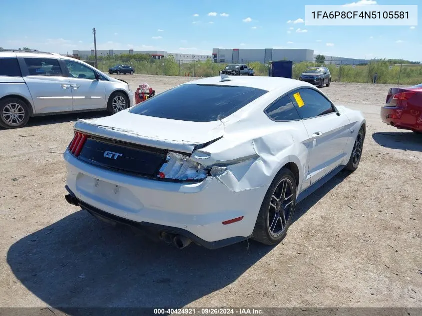 2022 Ford Mustang Gt Premium Fastback VIN: 1FA6P8CF4N5105581 Lot: 40424921