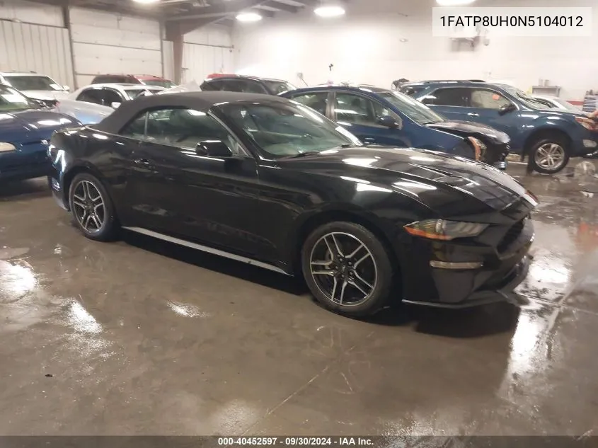 2022 Ford Mustang Ecoboost Premium VIN: 1FATP8UH0N5104012 Lot: 40452597