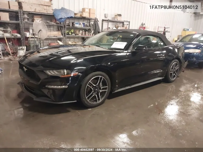 2022 Ford Mustang Ecoboost Premium VIN: 1FATP8UH0N5104012 Lot: 40452597